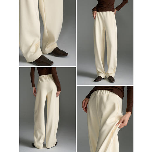 OLrain欧芮儿2025新款冬季加厚针织卫裤百搭垂感直筒裤弯刀休闲裤 商品图1