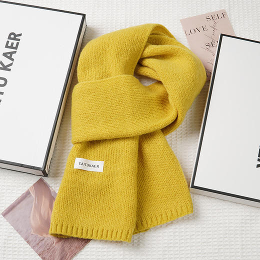 轻奢礼盒装 秋冬保暖围巾 冬季纯色针织时尚百搭款新款毛线围脖 商品图14