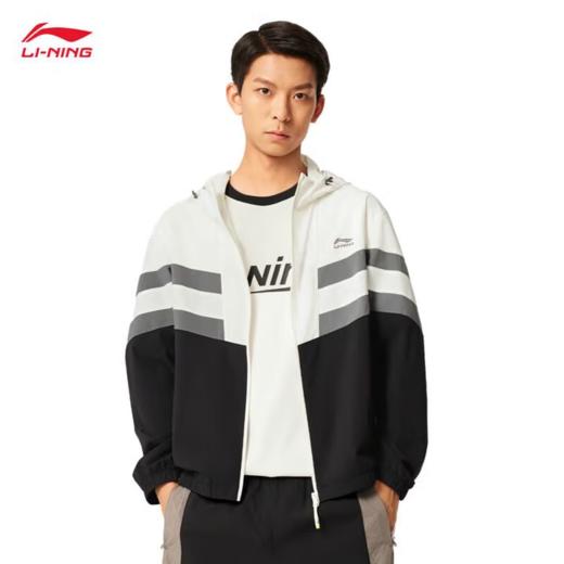李宁男子2025春秋休闲连帽运动夹克外套AFDV701-6 商品图0