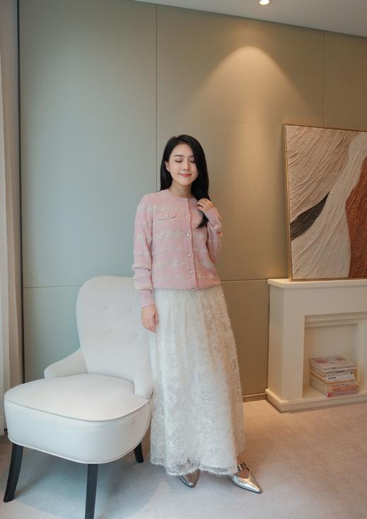 甜美粉调|小香撞色细闪羊毛衫 商品图0