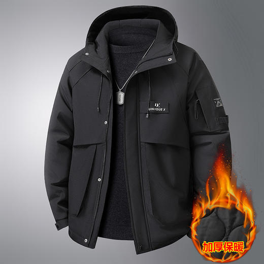 【加大码】【DX】大依优型大码男装冬季连帽棉衣工装棉服外套潮流时尚加肥加大码保暖棉服300斤可穿 商品图2