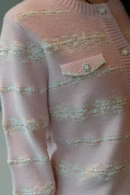 甜美粉调|小香撞色细闪羊毛衫 商品图3