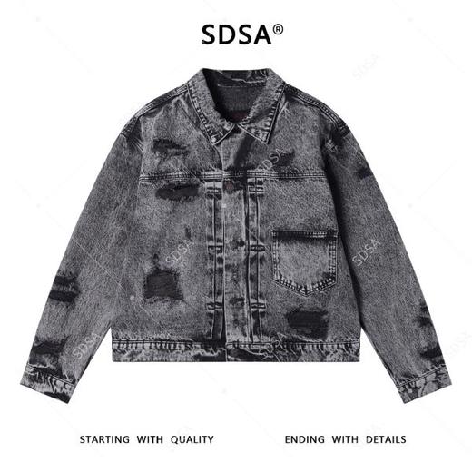 25209SDSA男士秋冬新款痞帅男装美式做旧磨破翻领纽扣夹克百搭宽松外套 商品图1