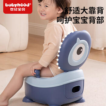 世纪宝贝（babyhood）大眼仔座便器 儿童小马桶坐便器 男女宝宝便携小便盆 PU软垫107黄 商品图0