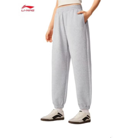 李宁女子2025秋季冰感排汗束脚宽松运动裤AKLVA34-2