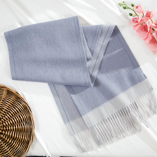 鑫缘 双面色织羊绒围巾 GD0030 商品图10