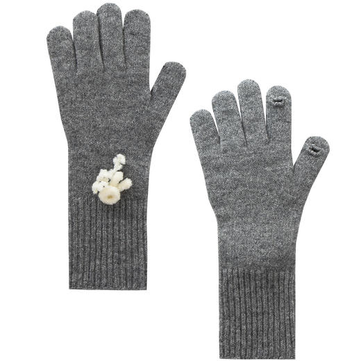 SELFWHO绵羊毛可拆卸珊瑚装饰手套女2025冬新款保暖分指触屏手套 商品图4