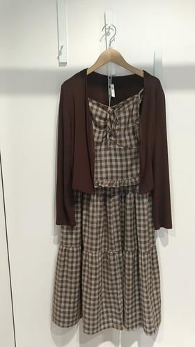 P&X设计师女装2025秋季套装长裙套装气质女神 流行款 825314050 咖色