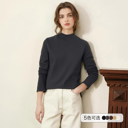 OLrain欧芮儿长袖T恤女冬季2025年新款通勤加绒加厚德绒打底衫O56DT95816 商品图3