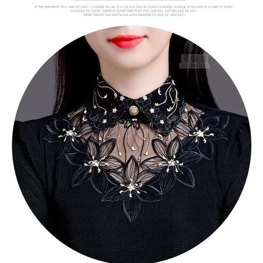 KQL 405H5375蕾丝打底衫网纱加绒加厚时髦洋气保暖上衣 商品图2