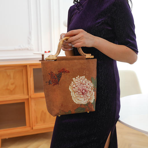 古风旗袍宴会手拿包，藤编提手小方包LJX-864 商品图0