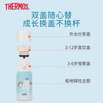 膳魔师316L保温杯儿童保温杯开学必备吸管杯直饮杯小学生水壶550ml蓝 商品图3