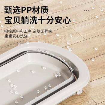 日康（rikang）婴儿洗澡盆折叠盆儿童浴盆 可配浴床浴垫浴网 X1033-3 雾蓝 商品图5