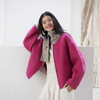 绽放717朵/绵羊毛兔毛廓形感落肩开襟拉链短款毛呢外套女冬呢大衣 商品缩略图2