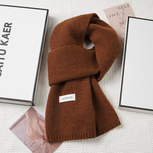 轻奢礼盒装 秋冬保暖围巾 冬季纯色针织时尚百搭款新款毛线围脖 商品图9