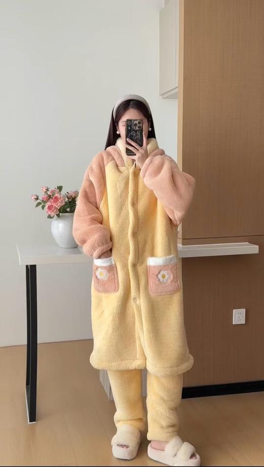 【YW】无忧购“清仓特价”黛西鸭加绒加厚睡袍长裤套装（现货发) 商品图8