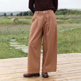 特绽放707朵/热牛奶与红丝绒·棉麻加厚宽松显瘦阔长腿裤女休闲裤