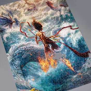 亿基美哪吒拼图1000片儿童益智平图玩具男女孩生日礼物官方正版哪吒闹海 商品图1