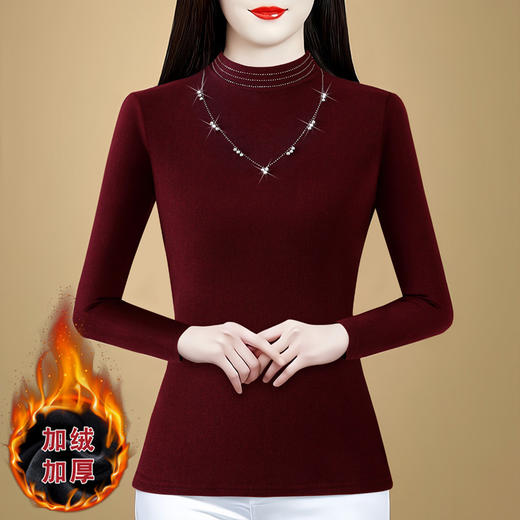 KQL 637000加绒加厚双面一体德绒半圆领打底衫中领洋气 商品图0