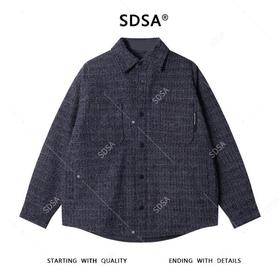 SDSA男士秋冬新款痞帅男装潮牌小香风纽扣翻领棉服休闲百搭外套