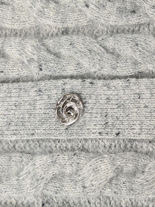 浅灰色圆领麻花针织开衫 秋冬复古短款单排扣长袖毛衣外套 商品图4