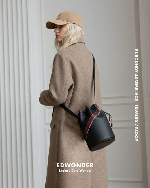 EdWxBA 爱德华 潜水料拼皮水桶包轻便防水侧背包(S) 商品图1