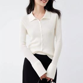 The*Row同源澳洲进口羊毛面料 SUSX复古Polo领羊毛针织衫（下单3-7天发货）