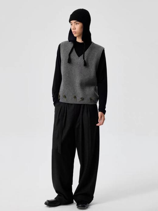 Simple Project/M25224/绳结皮扣羊毛毛衣背心 商品图3