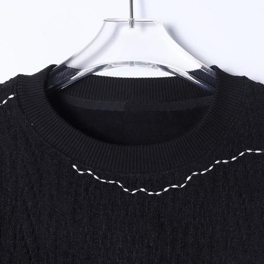 52135SDSA男士秋冬新款痞帅男装简约肌理感撞色线条圆领卫衣百搭时尚 商品图2