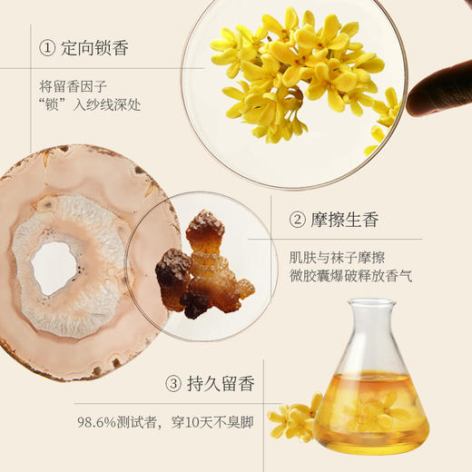 拾袜记秋冬新品金桂香氛袜礼盒  采用100%棉精梳纱线，柔软细腻如金桂花瓣。 商品图3