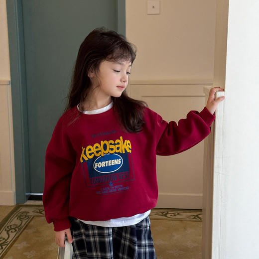 【🌈加绒卫衣天花板💰59.9任选 2件】52色A类加绒卫衣多巴胺缤纷色彩男女童百搭休闲卫衣长T 商品图7