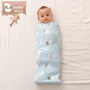 喜亲宝新生儿包巾夏季宝宝产房薄纱布包单喂奶巾90*90cm纱布蓝色（薄） 商品图8