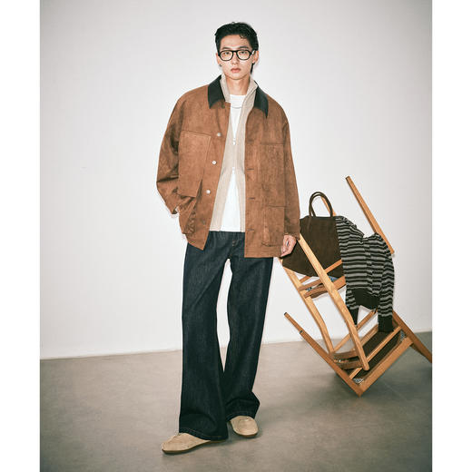 棉仓3661011001-【探险家】麂皮绒质感谷仓夹克男秋冬宽松落巴恩风外套 商品图3