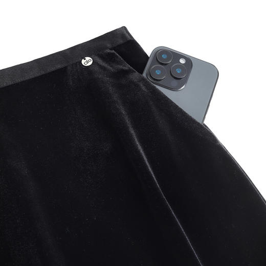 QYM M258-Y丝绒裙高腰半身裙遮胯中长款A字裙 商品图3