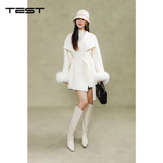 冬上新轻奢毛领细节显精致高级感双面呢外套2254106 商品图0