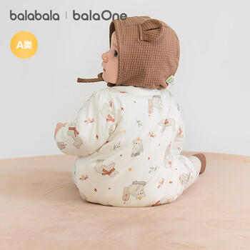 巴拉巴拉童装婴儿连体衣新生儿宝宝包屁衣服男女童冬装爬行服加厚保暖软萌 商品图1