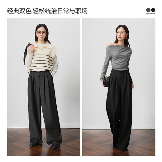 OLrain欧芮儿2025新款女秋季灰色阔腿西裤高腰显瘦拖地休闲长裤子 商品图1