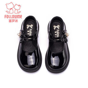 富罗迷女童皮鞋春秋季时尚透气小女孩公主鞋校园演出礼服鞋 黑色 32 商品图6