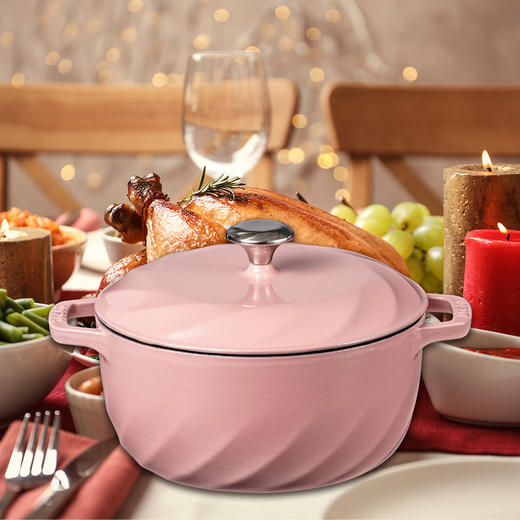 GREE格力 大松铸铁珐琅锅 3.8L 珐琅工艺 厚实铸铁 GTF24-T01e 摩卡粉 商品图1