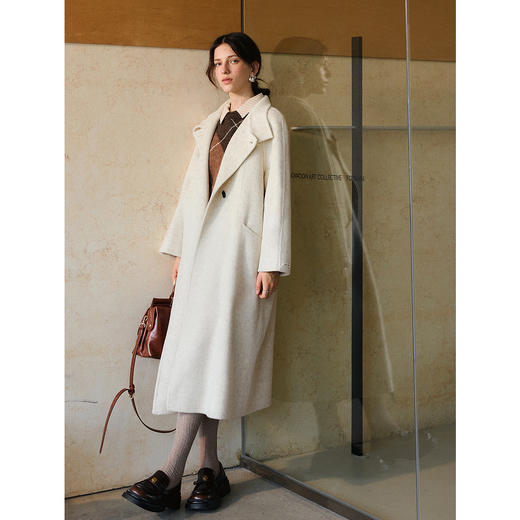 OLrain欧芮儿2025新款女冬季设计感两穿翻领双面呢子外套羊毛大衣 商品图3