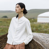 绽放705朵/纯棉绒感法式立领木耳边长袖衬衫女V领宽松小衫冬新款 商品缩略图0