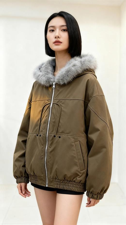 【毛领柔滑密实 保暖堪比羽绒服 宽松版型】Schenvega情侣款仿水貂毛领派克服棉服（E72-SG-552） 商品图8