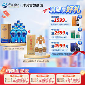 【组合装】52度海之蓝480mLx6瓶整箱装+42度洋河大全福500mLx6整箱装