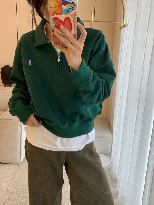 1023-1 亲戚工厂一手渠道 小马半拉链套头翻领polo卫衣 我穿L宽松舒适 商品图12