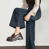 西遇复古水洗牛仔裤女秋季新款高腰宽松显瘦窄版直筒阔腿裤H0055181 商品缩略图3