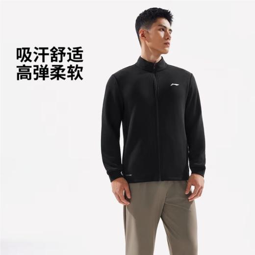 李宁男子2025秋季弹力吸汗开衫运动上衣健身外套AWDV935-3 商品图0