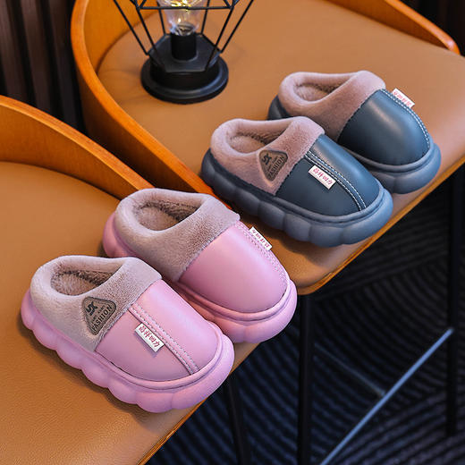 【亲子款毛绒拖鞋19.9起  2双起拍  单拍不发货】新款秋冬季棉拖鞋男女童踩屎感厚底防滑室内家居冬天加绒保暖棉拖聚 商品图2