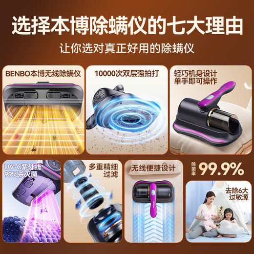 【德国本博无线除螨仪】吸尘器大吸力 家用手持除螨虫紫外线杀菌机  商品图3