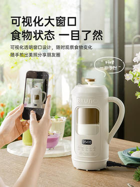 BRUNO豆浆机家用全自动可视化免煮破壁机迷你免过滤低音