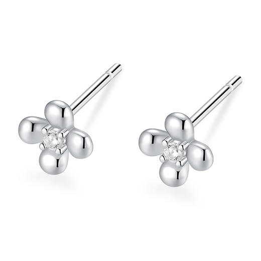 卡蒂罗KADER 四叶小花耳钉 幸运四叶草925银奢小众清新设计睡觉免摘养耳洞耳饰 镶嵌闪锆璀璨吸睛 商品图1